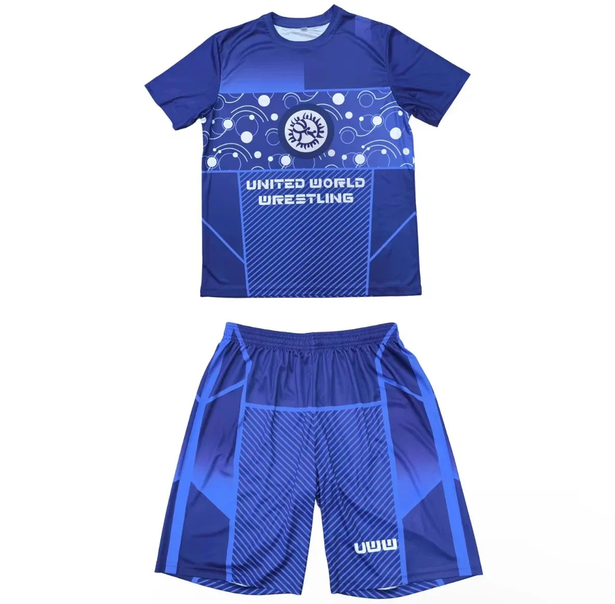 2026 New Men World Wrestling Team Sportswear Set Short Sleeve T Shirt and Shorts for Workout Lightweight Moisture Wicking