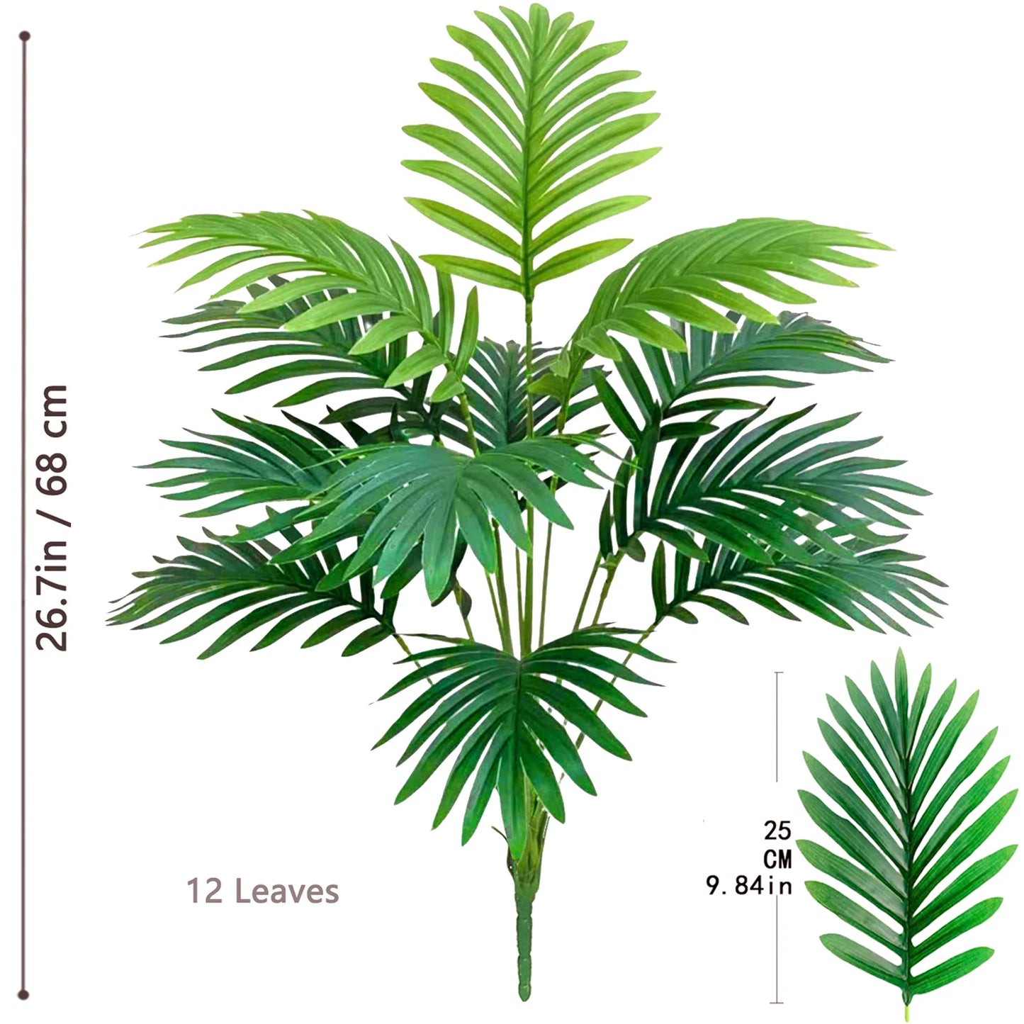 52-145cm  Artificial Palm Tree Tropical Fake Plant Green Plastic Palm Leaf Branches Suitable for Home Garden Decoration