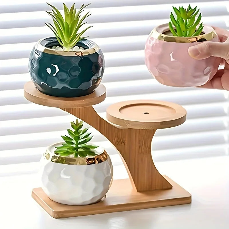 Multifunctional Bamboo Plant Stand, Home/Office/Balcony Decor, Perfect Gift for Garden Lovers, Holds Succulents & Potted Plants