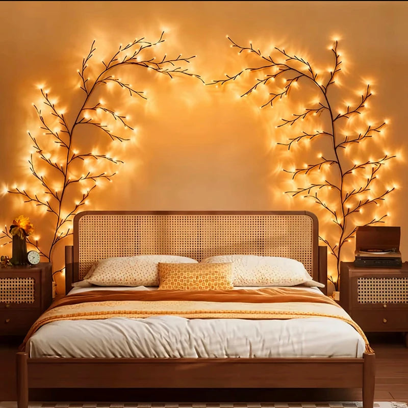 DIY Cherry Blossom Branch Lamp USB Powered Flower Branch Decoration Night Light Home Wall Cherry 8 Mode Magic Willow Vine Lamp
