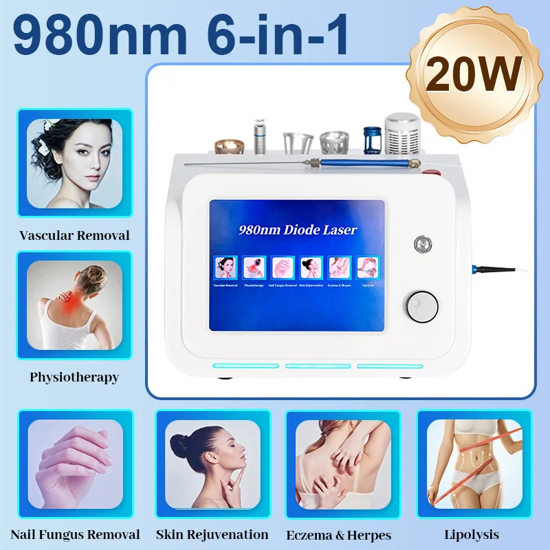 Salon Use 6 in 1 980nm Diode Lase Machine Lipolysis Vascular Improvement Nail Care Skin Rejuvenation Professional Commercial
