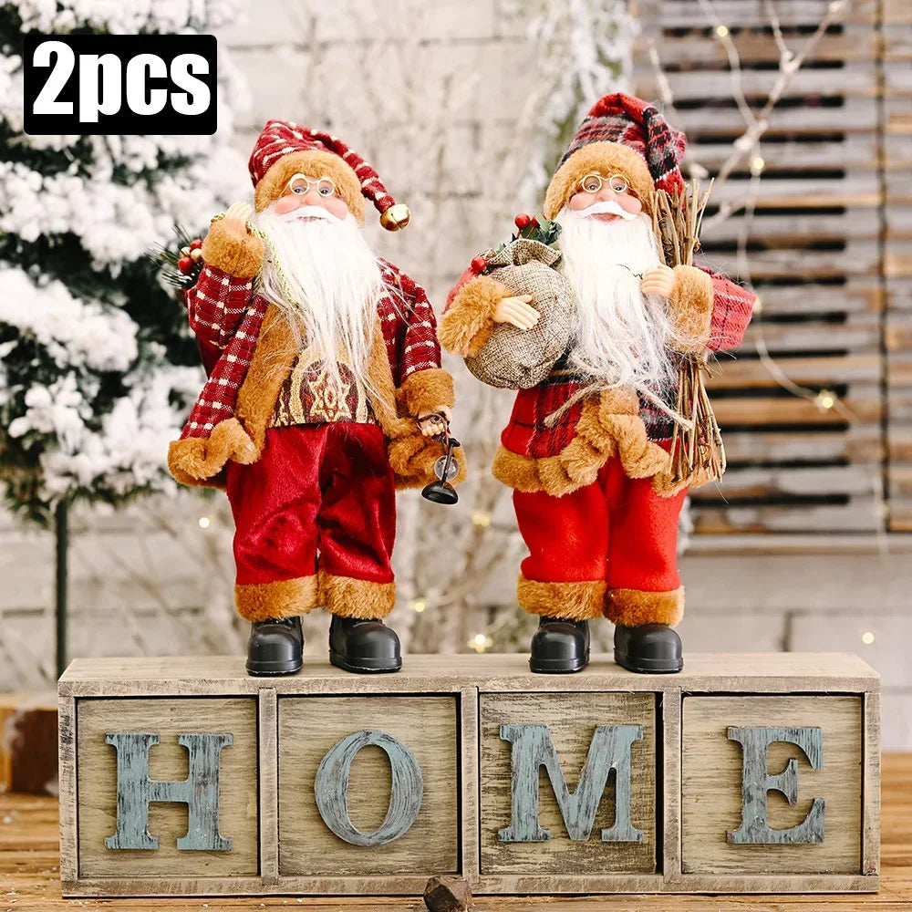 1~4PCS 2026 Christmas Decoration for Home Santa Claus Plush Doll 30cm Navidad Party Decor Xmas Ornaments New Year Gift
