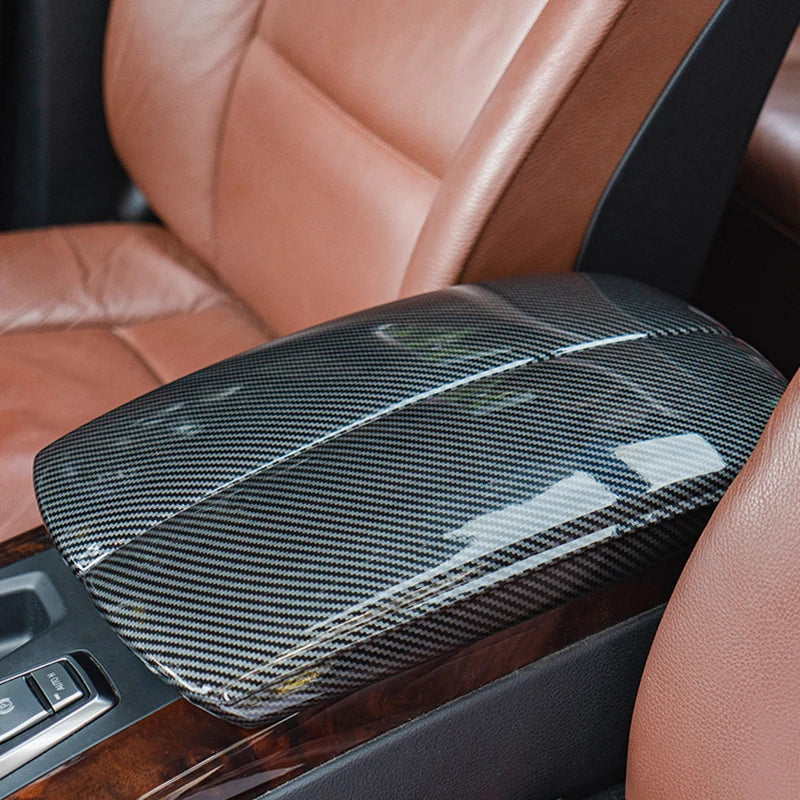 For BMW X5 X6 X7 E70 E71 F15 F16 G05 G06 G07 ABS Carbon Fiber Car Styling Center Console Lid Armrest Box Trim Protective Cover