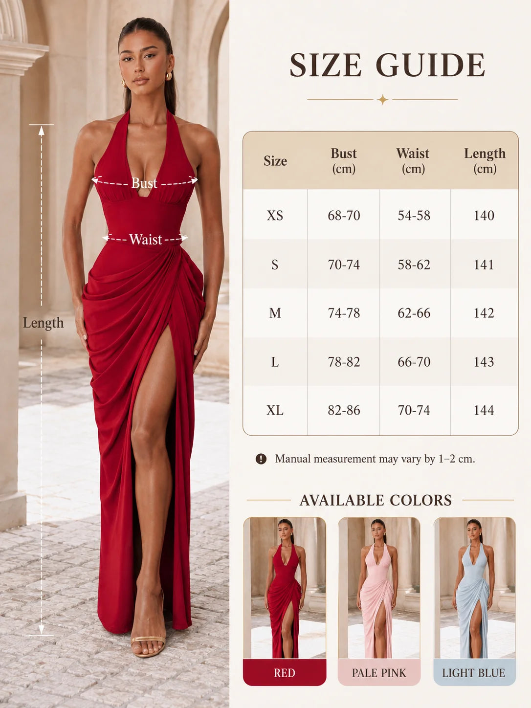 Women Elegant Halter Neck Formal Gown, Open Back Draped Ruched High Slit Maxi Dress for Prom Wedding Guest Bridesmaid Cocktail Party，evening gown，formal dress，maxi dress，prom dress，bridesmaid dress，wedding guest d