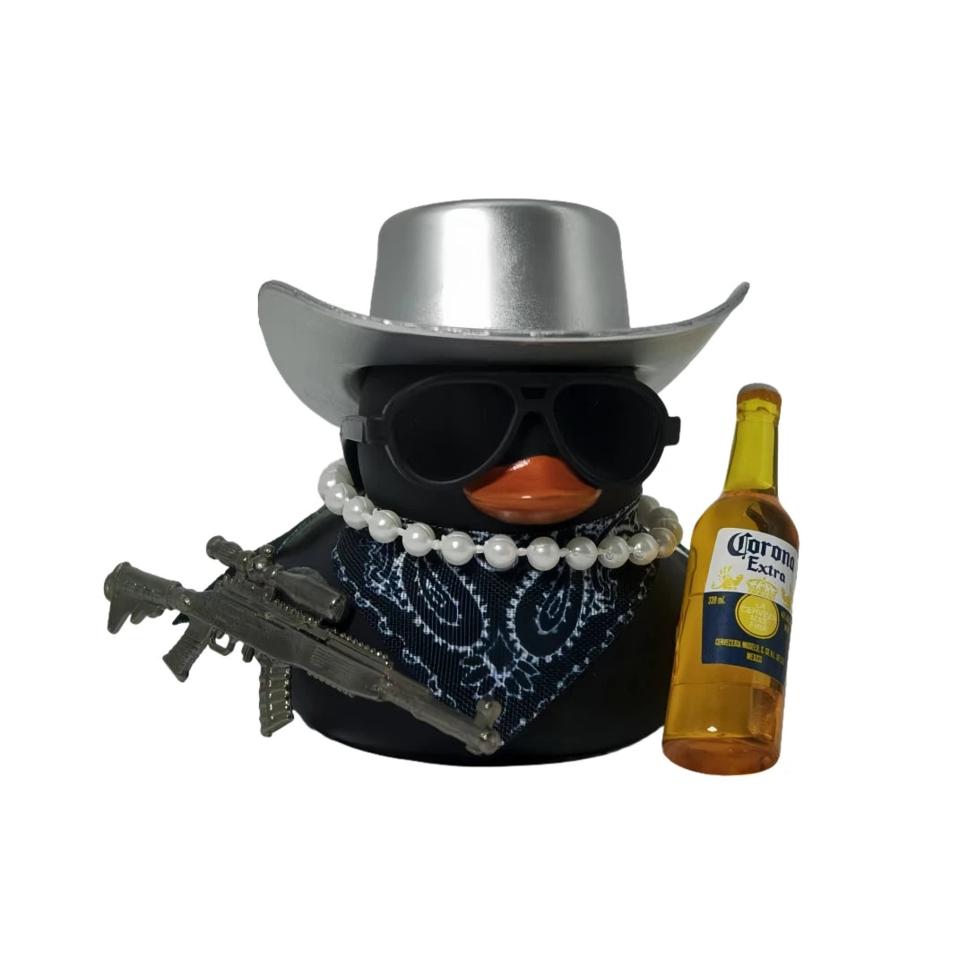 1pc Cool Cowboy Duck Car Dashboard Decor, Funny Duck Ornament with Hat & Accessories, Unique Car Interior Decoration Gift