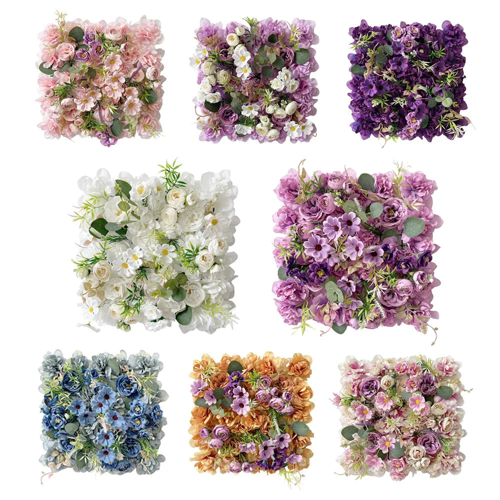 6Pcs Flower Wall Panels 3D Artificial Rose Wall Backdrop for Wedding Bridal Shower Party Photo Photography Background Decor
