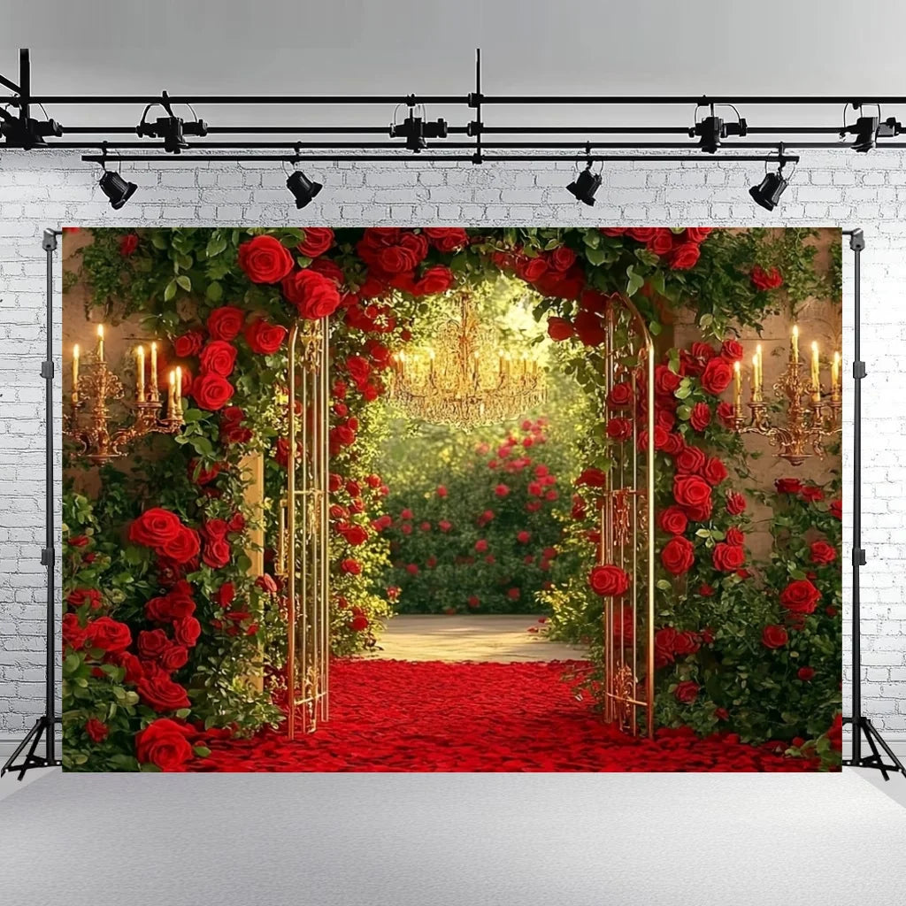 Rose Floral Background Summer Party Banner Flower Wall Wedding Birthday Decorations Bridal Marriage Backdrop Photography Studio