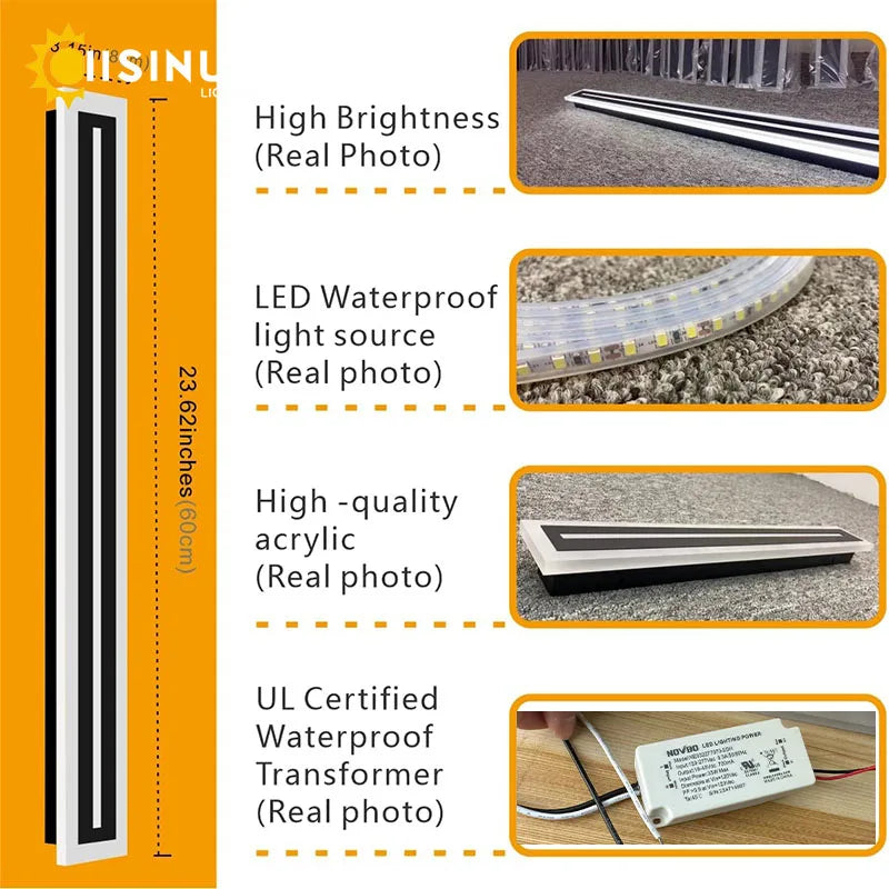 LED Long Wall Lamp Outdoor Waterproof IP65 Lighting Fixtures Aluminum Wall Mounted Garden Light for Porch Villa 110V 220V Sconce