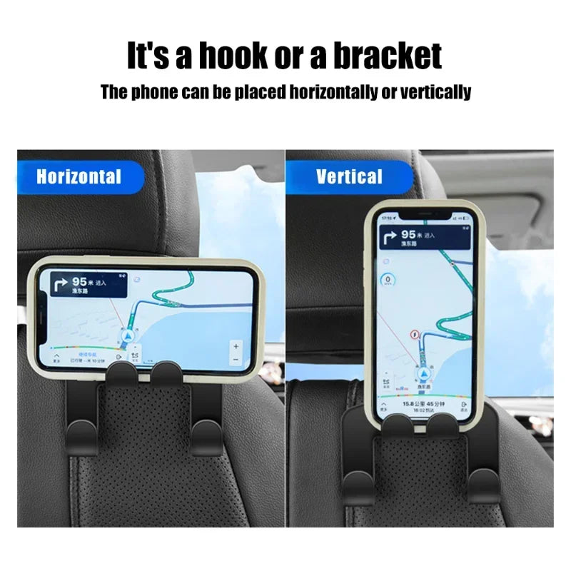 Car Seat Headrest Hook Hanger Black Storage Organizer Universal For Handbag Purse Coat Fit Universal Vehicle Car Holder
