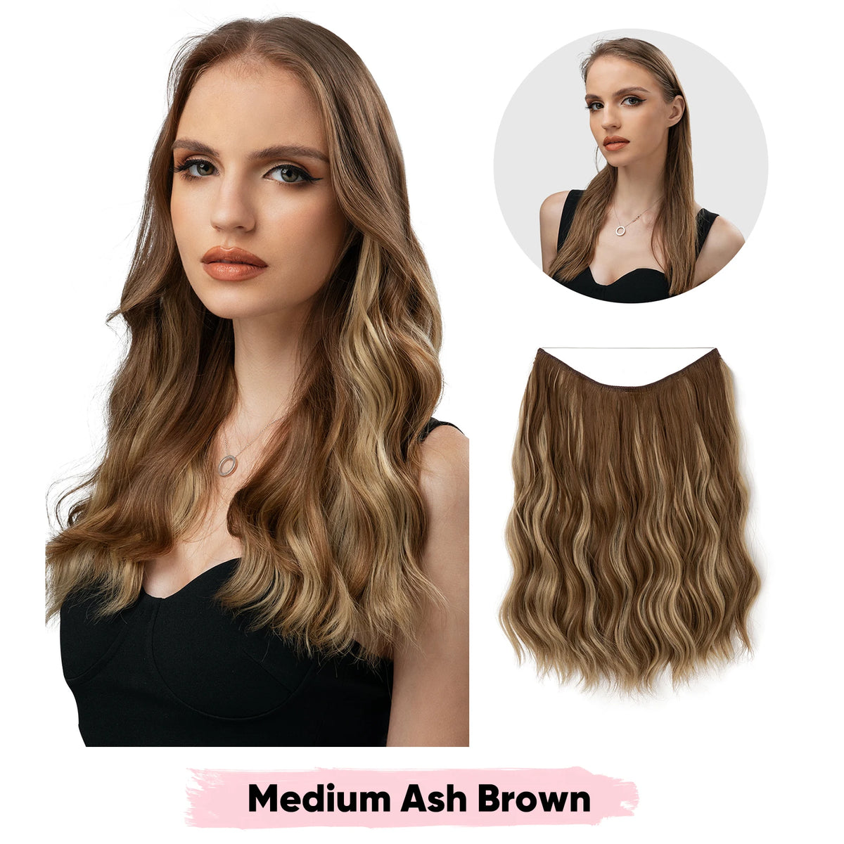 SARLA Synthetic Wave Invisible Wire Clip in Hair Extensions Fish Line With Clips Hairpiece Ombre Fake Hair Piece For Woman