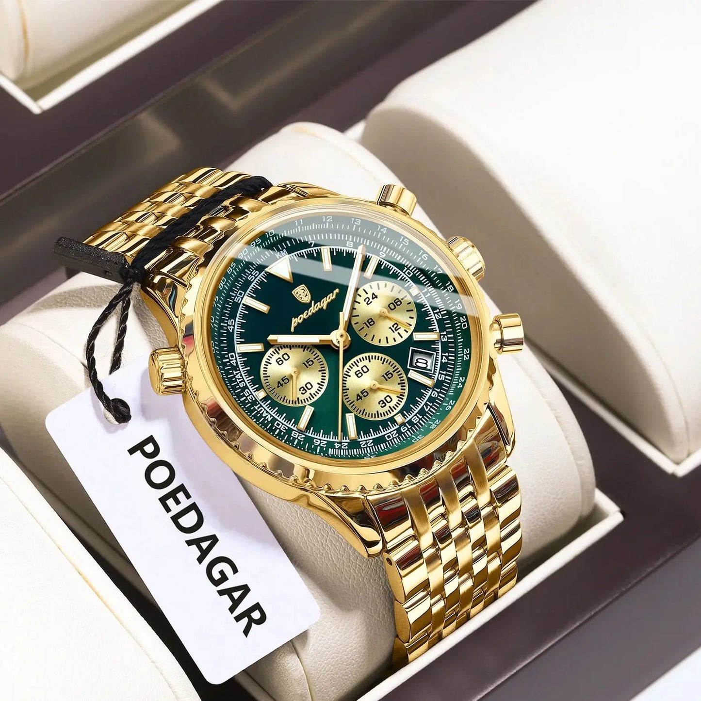 POEDAGAR Top Luxury Male Wristwatch Chronograph Date Waterproof Luminous Men's Watches Stainless Steel Classic Quartz Man Watch