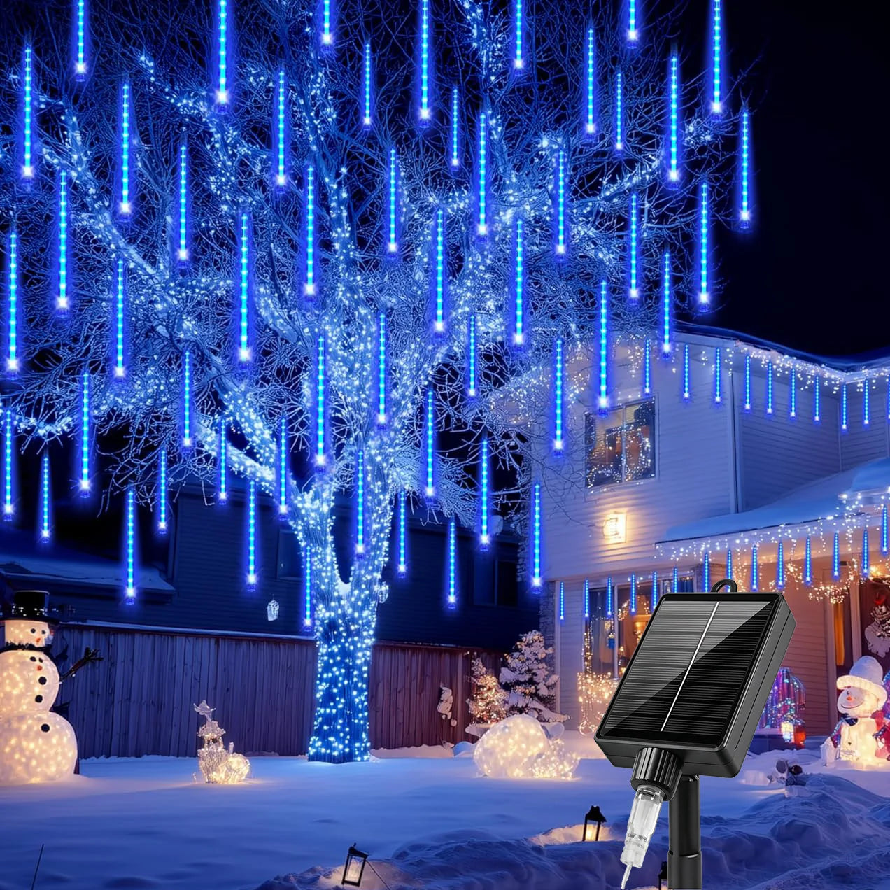 Solar LED Meteor Shower Light String Outdoor Waterproof Fairy Garden Light Christmas Wedding Decoration for Tree Garden Eave