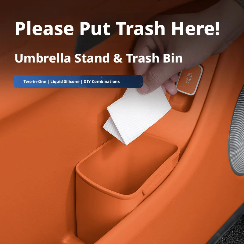 SEAMETAL 1/2PCS Car Door Silicone Trash Can Multifunctional Garbage Bin Umbrella Bucket Storage Box Car Interior Accessories