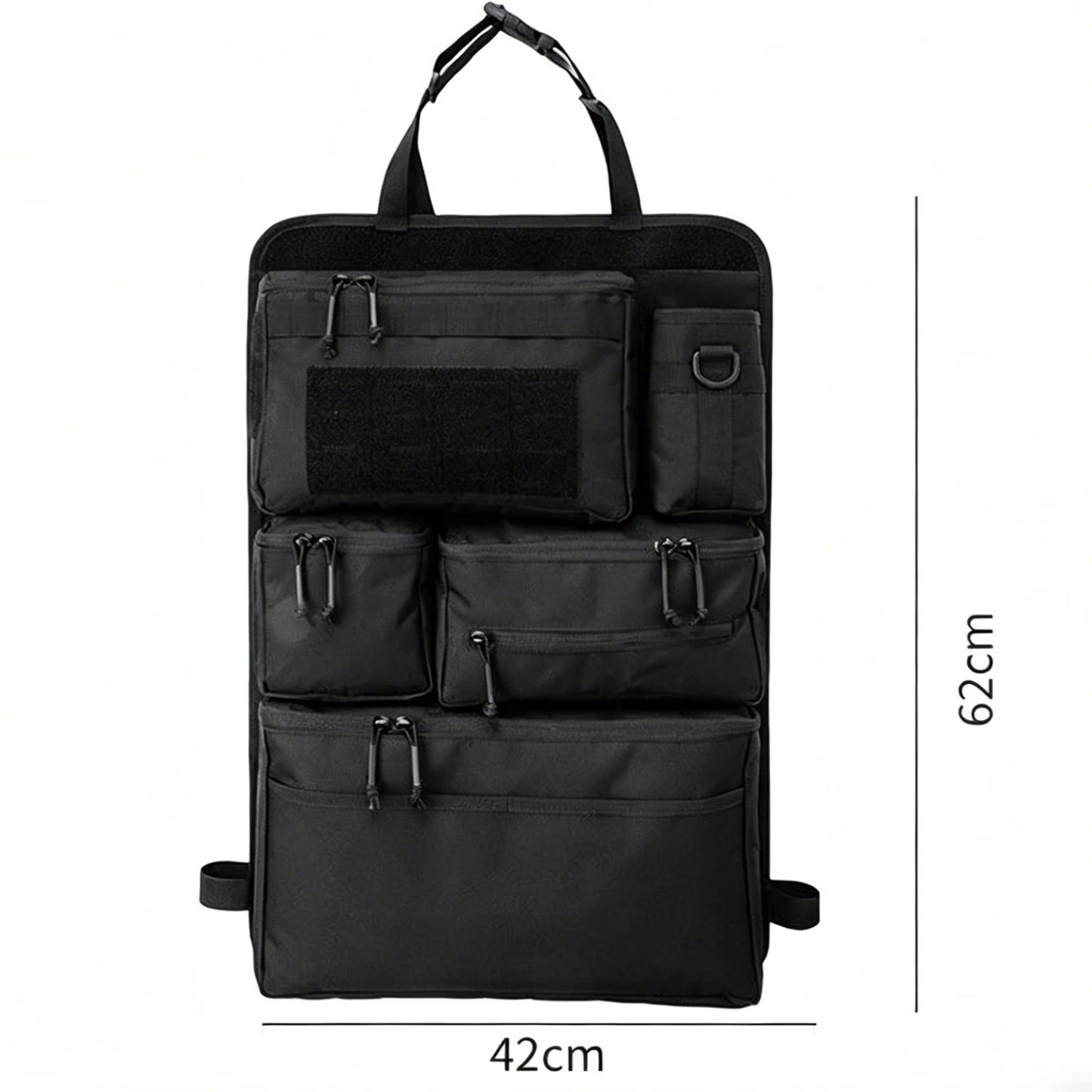 Tactical Car Seat Organizer with Multiple Pockets, Vehicle Backseat Storage Bag with Cup Holder Hanging Rear Seat Bag