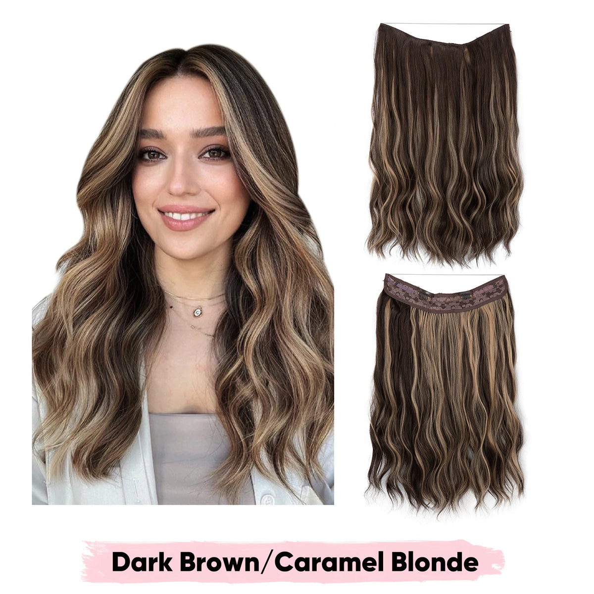 SARLA Synthetic Wave Invisible Wire Clip in Hair Extensions Fish Line With Clips Hairpiece Ombre Fake Hair Piece For Woman