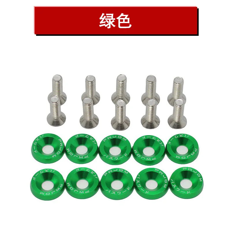 10PCS M6 JDM Car Modified Hex Fasteners Fender Washer Bumper Engine Concave Screws Fender Washer License Plate Bolts Car styling