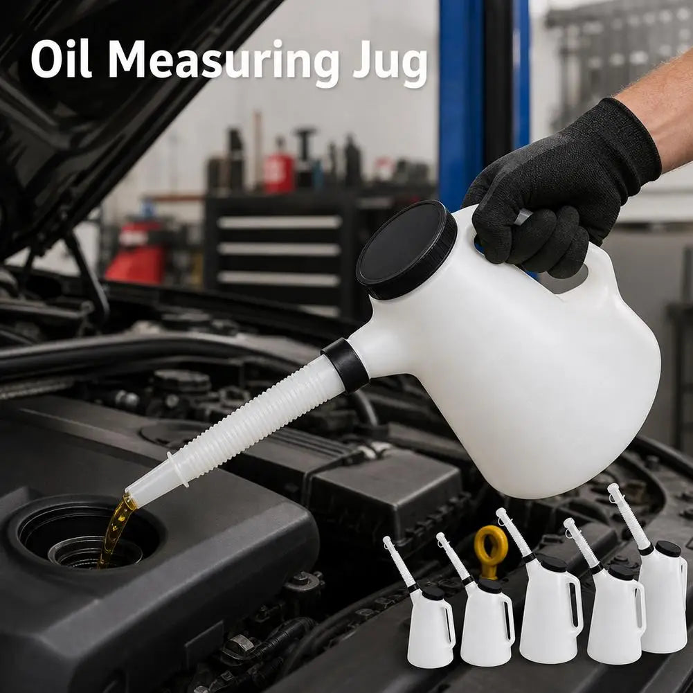 1.2L/2L/3L/4L/5L Plastic Oil Measuring Jug with Pouring Spout Oil Container Oiler Pot for Car Motorcycle Garage Repair Tools