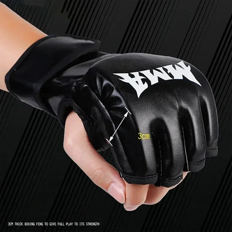 Professional Boxing Training Fitness Gloves Half Finger Leather Cushion for Adult Sanda Boxing UFC Training Sandbag Knuckles