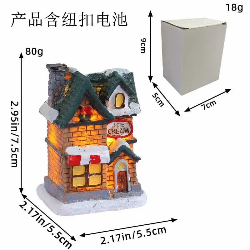 1~6pcs 2026 Christmas Ornaments LED Night Light Luminous Castle Snow House Sculpture Xmas Decoration for Home New Year Navidad