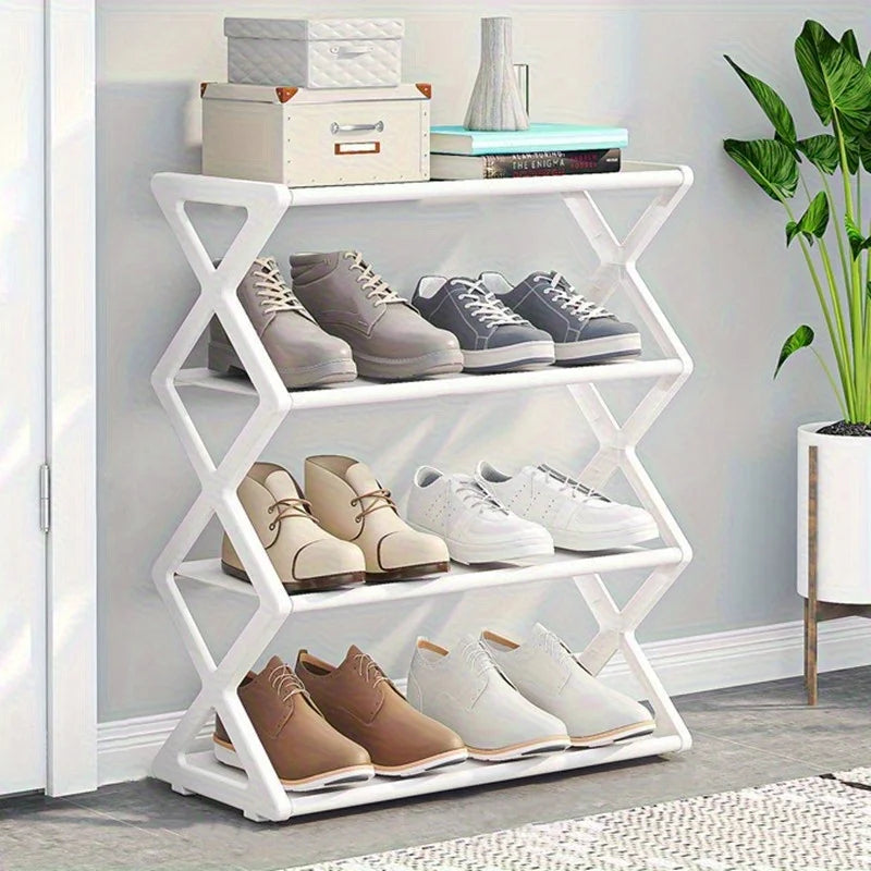 Creative X-Shape Foldable Nonwoven Shoe Rack, Thickened Large Capacity, Space-Saving Sturdy Metal Frame Organizer
