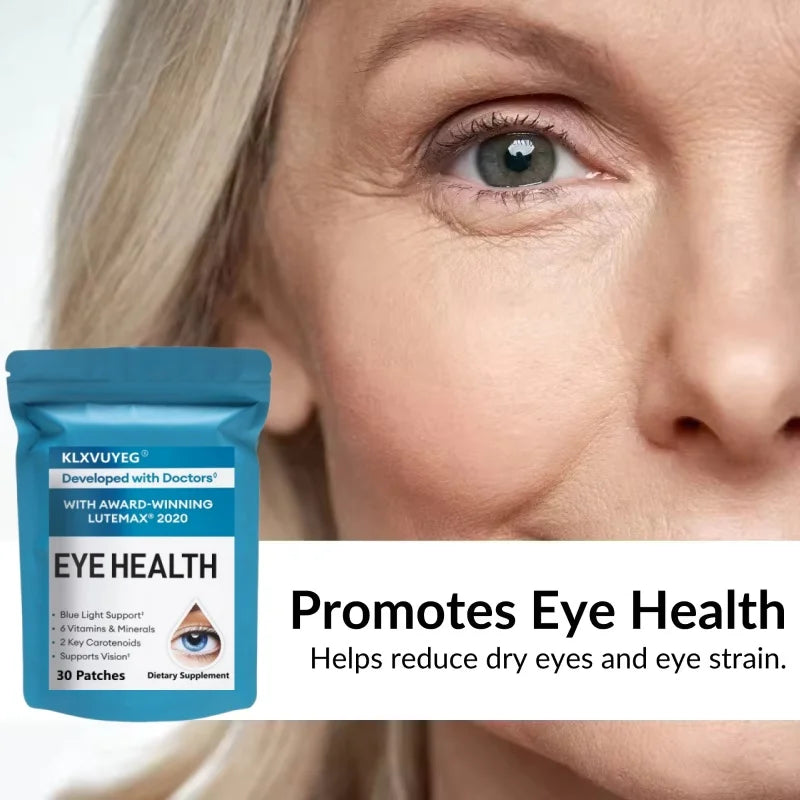 Eye Health Supplement, Lutein and Zeaxanthin, Vision Health, Eye Strain Support - 30 Transdermal Patches, W/VitaminsB12, Zinc