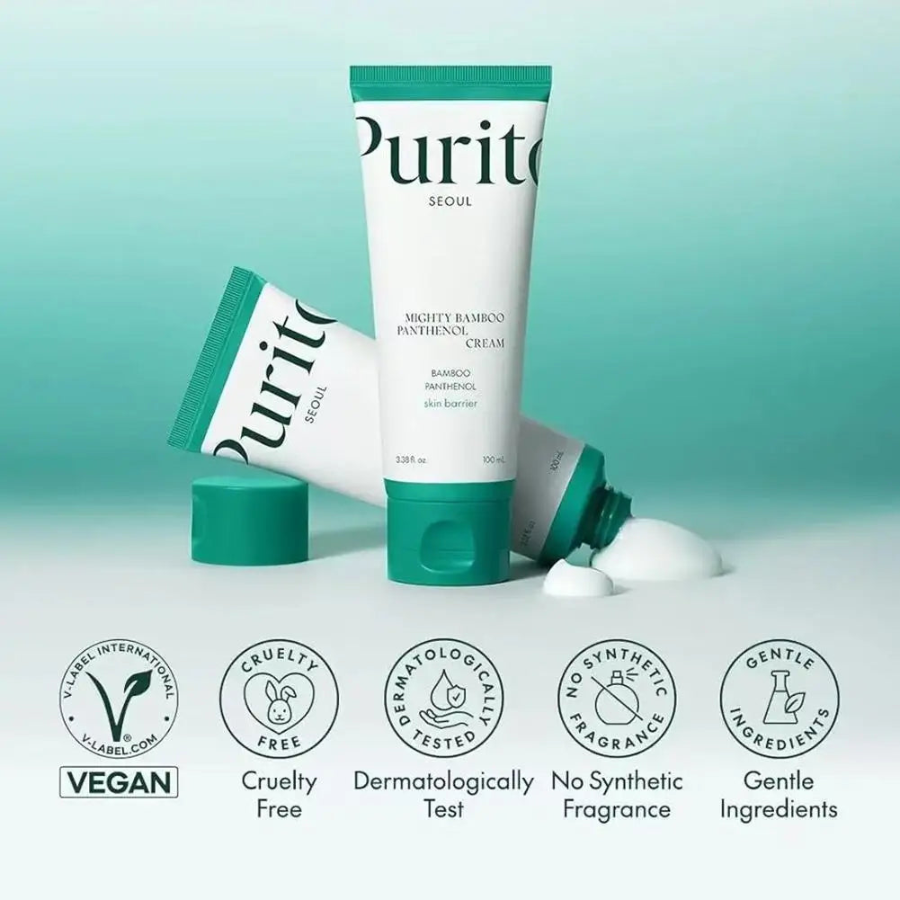 Korea Purito Mighty Bamboo Panthenol Cream 100ml Strengthen Skin Barrier Moisturizing Calming Face Care Cream for Sensitive Skin