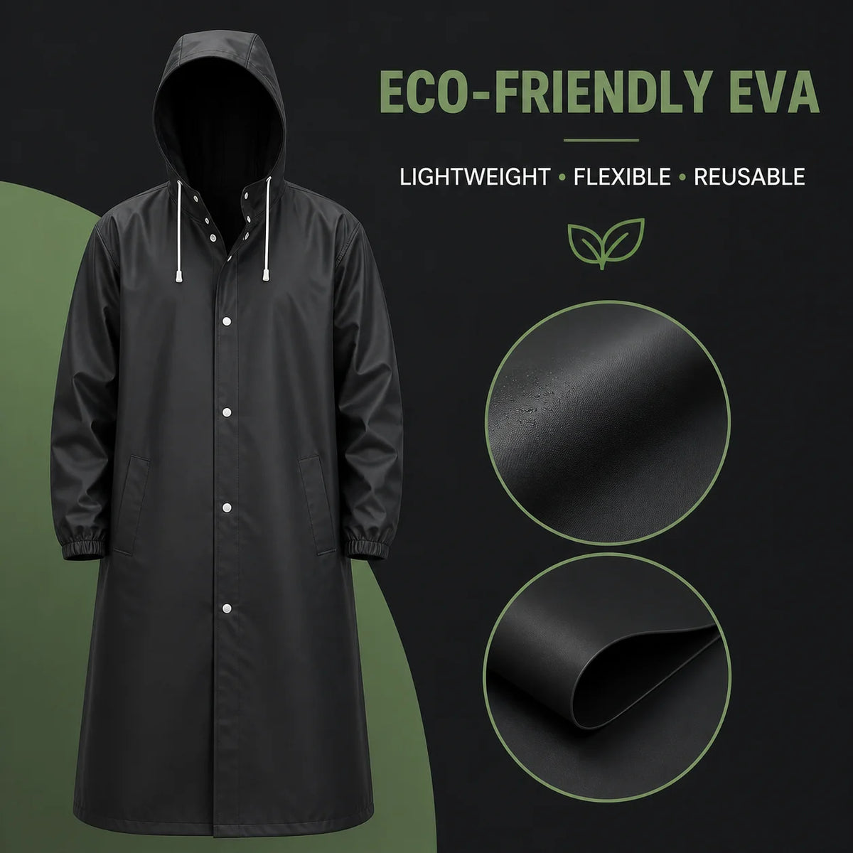 Long Waterproof Raincoat Hooded Button-Down Rain Jacket for Men Women Outdoor Daily Commute Best 2026