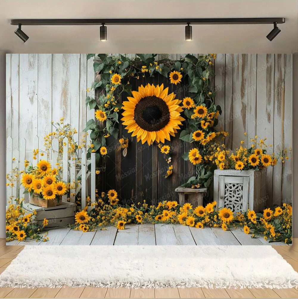 Sunflower Backdrop Photography Yellow Flower Wall Bee Garden Autumn Baby Shower Portrait Wedding Birthday Background Photo Props