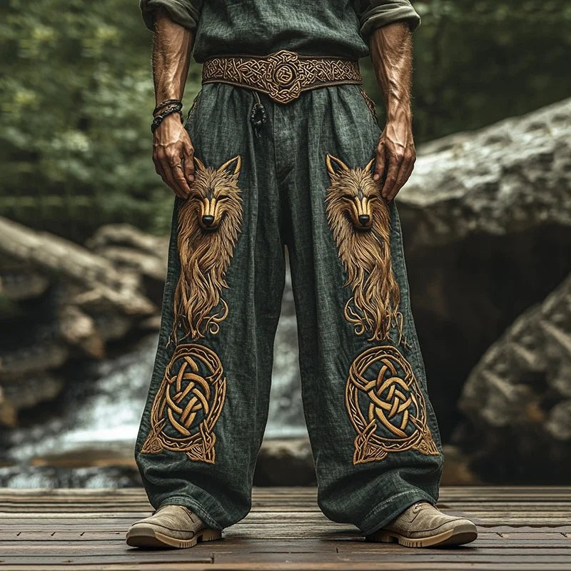 Men's Viking Retro Nordic Tree of Life and Raven 3D Printed Casual Straight-Leg Summer Beach Pants. S-5XL
