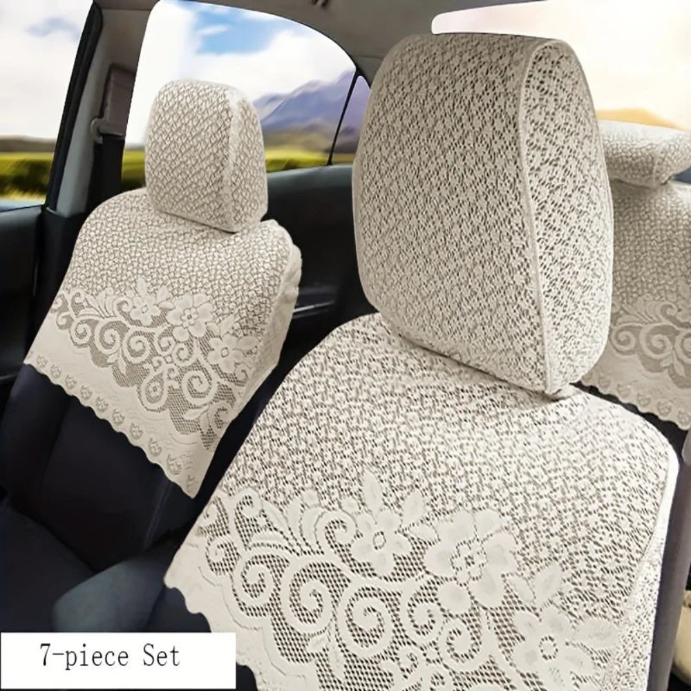 7Pcs Embroidered Car Seat Cover Lace Universal Car Half Seat Cover Breathable for Toyota Corolla Car