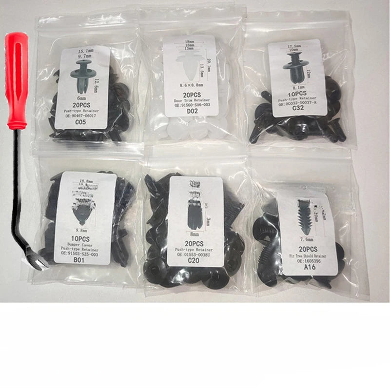 New Car Disassembly Tool With Auto Fastener Clips Mixed Kit Car Body Push Retainer Pin Rivet Bumper Door Trim Panel Fastener Kit
