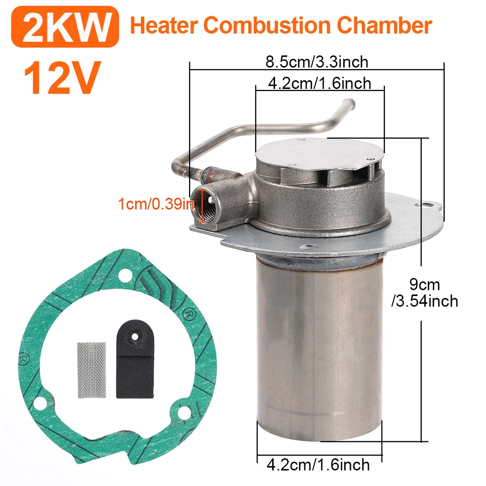 2KW 12V Parking Heater Flat-Head  Combustion Chamber Burner With Gasket For Car Truck Van Camping Vehicle Heater Accessories