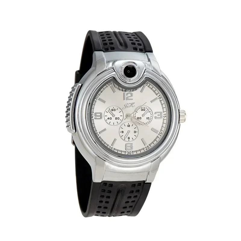 Outdoor Watch Inflatable Lighter Fashion Metal Gas Windproof Portable Open Flame Lighter Smoking Cool Personality Gift 2025 New