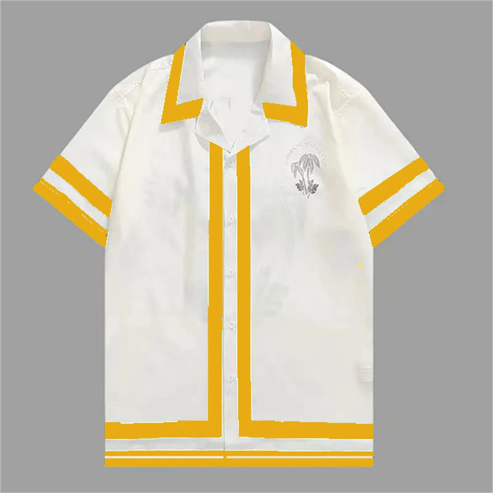 2025 Men's Short Sleeve Shirts Fashion Shirts Hawaiian Casual Comfortable Vacation Travel Oversized Tops camisa blanca hombre
