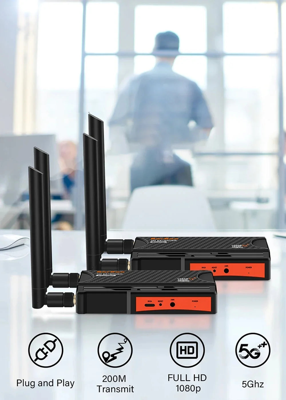 200m Wireless Extender 1 2 3 4 Screen Share 250m Wireless HDMI Video Transmitter and Receiver for STB Camera PS4 Laptop PC To TV