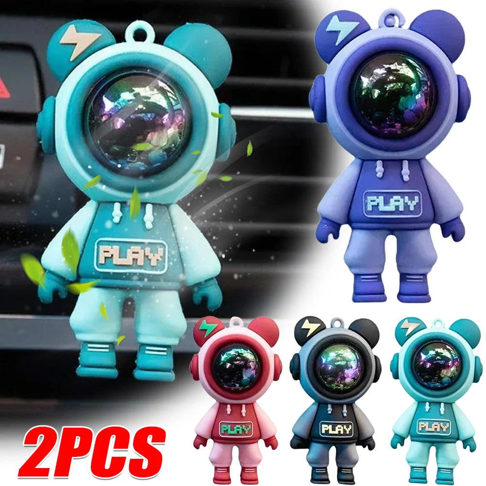 Cute Funny Cartoon Car Air Freshener Ornaments Decoration Complete Auto Vent Clips Fragrance Astronaut Figurines Accessories
