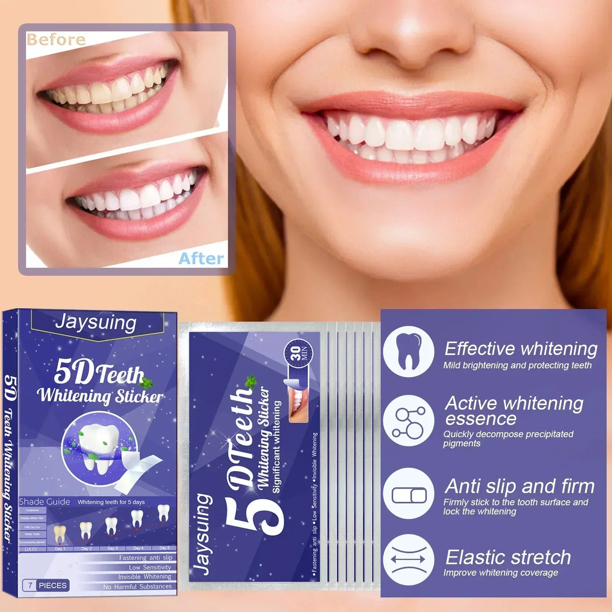 5D Teeth Whitening Strips Gel
