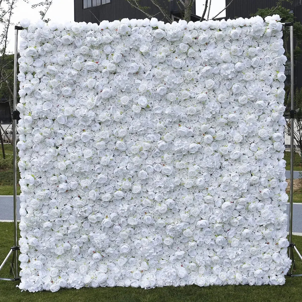 5D White Rose Cloth Flower Wall Artificail Fabric Roll Up Hydrangea Floral Wall Wedding Backdrop Decor Hang Curtain Photo Props