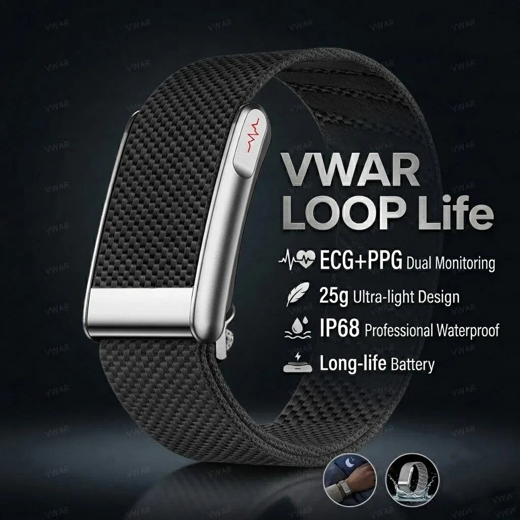 2026 New Nursing Grade Smart Bracelet VWAR Loop Life SpO2 Blood Lipid Uric Acid ECG+PPG Waterproof Band Sport Fitness Tracker