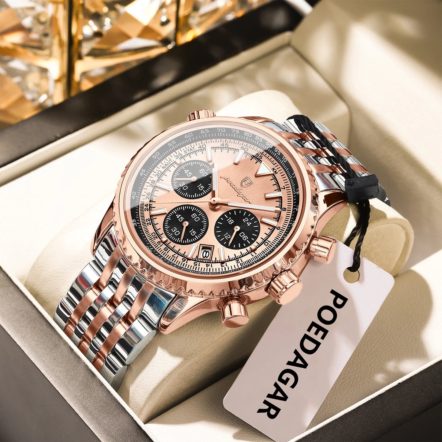 POEDAGAR Top Luxury Male Wristwatch Chronograph Date Waterproof Luminous Men's Watches Stainless Steel Classic Quartz Man Watch