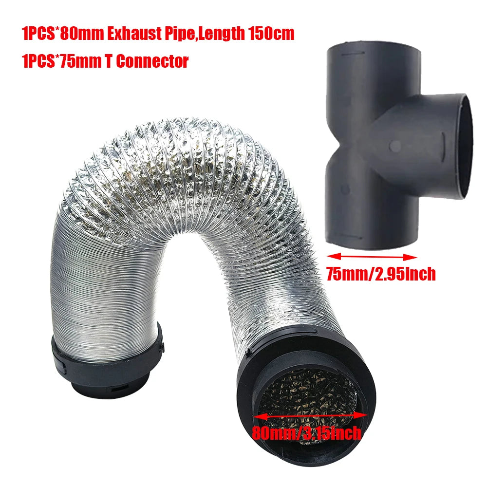 42mm 60mm 75mm 90mm 1 Vavles Flap Air Vent Ducting T Piece Pipe Joiner Connector For Webasto Eberspaecher Diesel Parking Heater