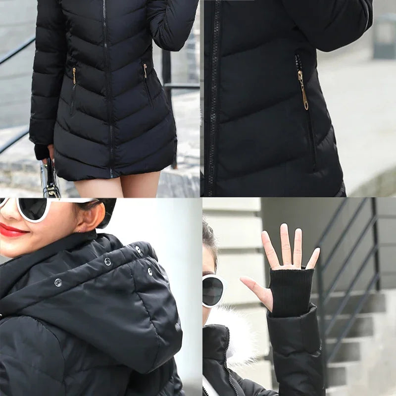 2025 New Arrival Fashion Slim Women Winter Jacket Cotton Padded Warm Thicken Ladies Coat Long Coats Parka Womens Jackets