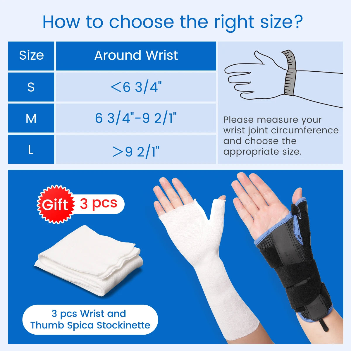 VELPEAU Wrist Brace with Thumb Support for Men Women, Breathable Wrist Splint for Arthritis Pain, Sprain and Hand Fixation