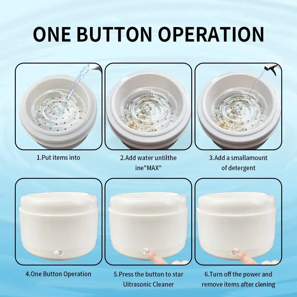 Ultrasonic Jewelry Cleaner Machine Pro for Rings Watches Coins Earrings Necklaces Portable Efficient Deep Cleaning Tool