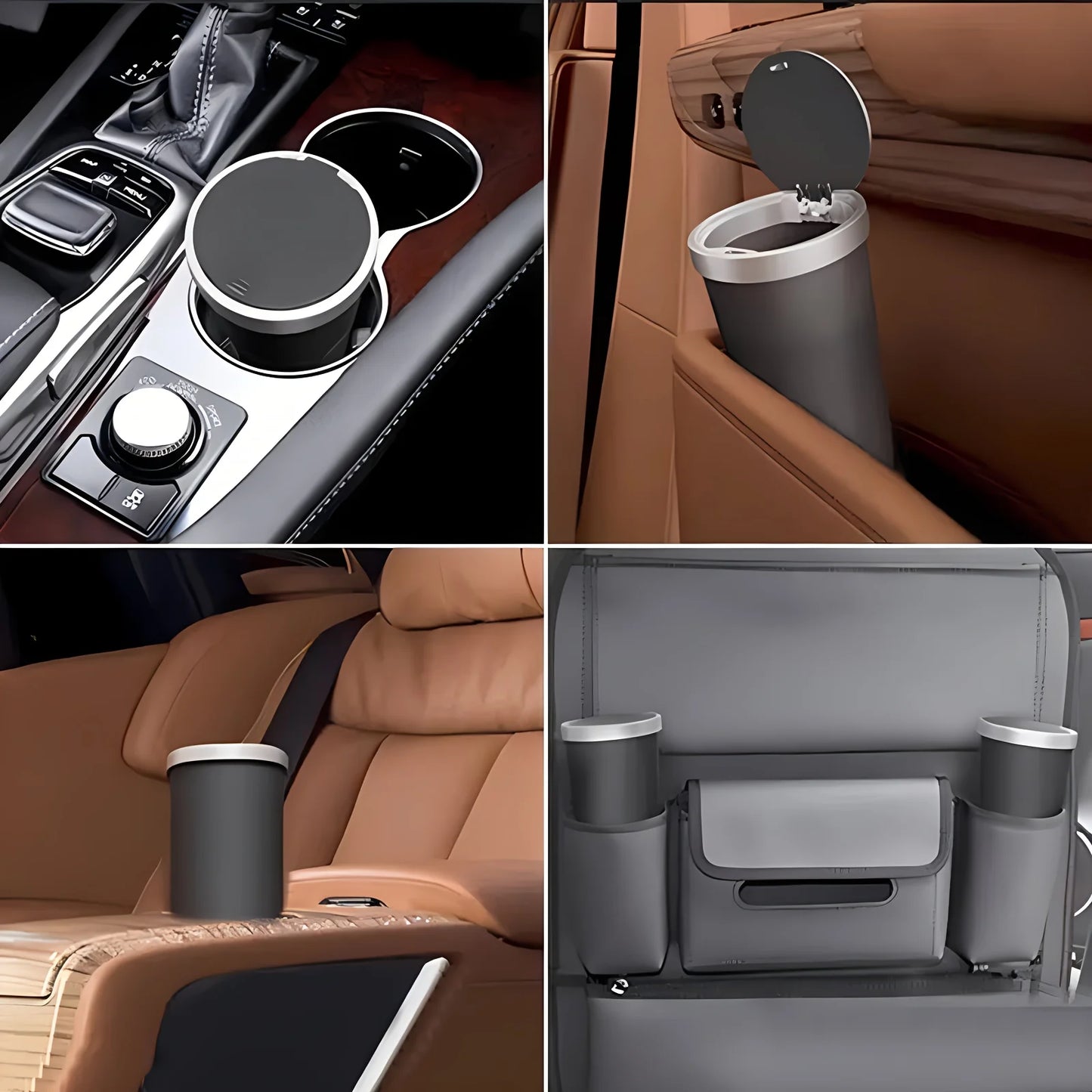 Mini Car Trash Can Cup Holder Trash Bin with Lid Leakproof Garbage Can Washable Cup Car Accessories
