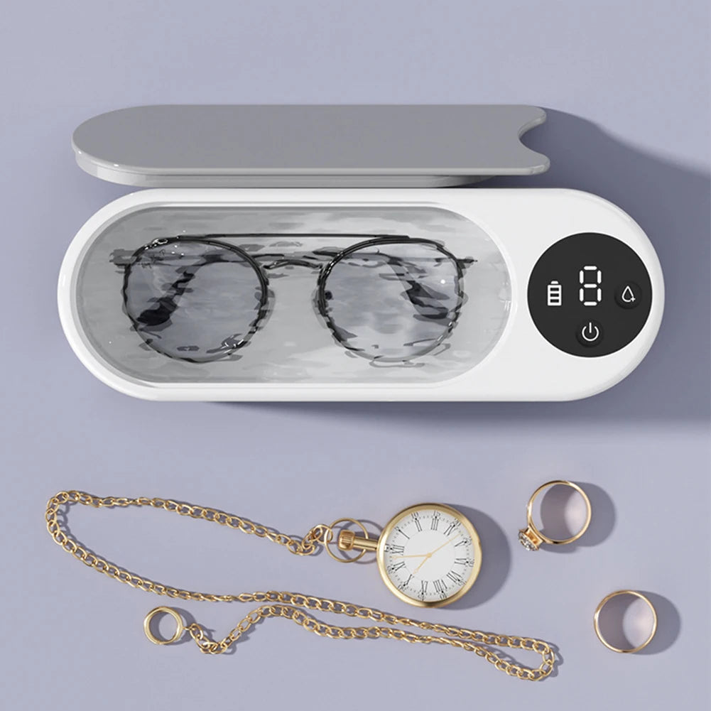 Ultrasonic Jewelry Cleaner Machine Portable Glasses Cleaner Retainer Cleaner Machine High Frequency Vibration for Coins Dentures