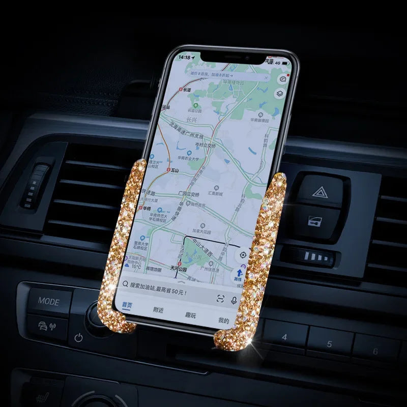Stylish and Shiny Crystal Diamond Car Phone Holder 360° Rotatable Universal Fit for Secure Grip and Stylish Upgrades