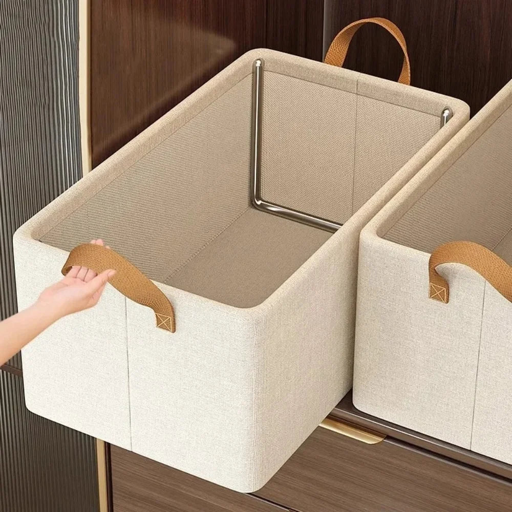 1pc Foldable Fabric Storage Box for Home Use Wardrobe Organizer for Clothes and Pants Layered Storage Solution