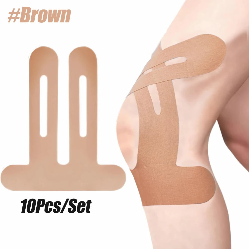 10Pcs/Set Kinesiology Tape for Knees, Knee Support & Stability - Waterproof & Elastic, Breathable Hypoallergenic Latex-Free Tape