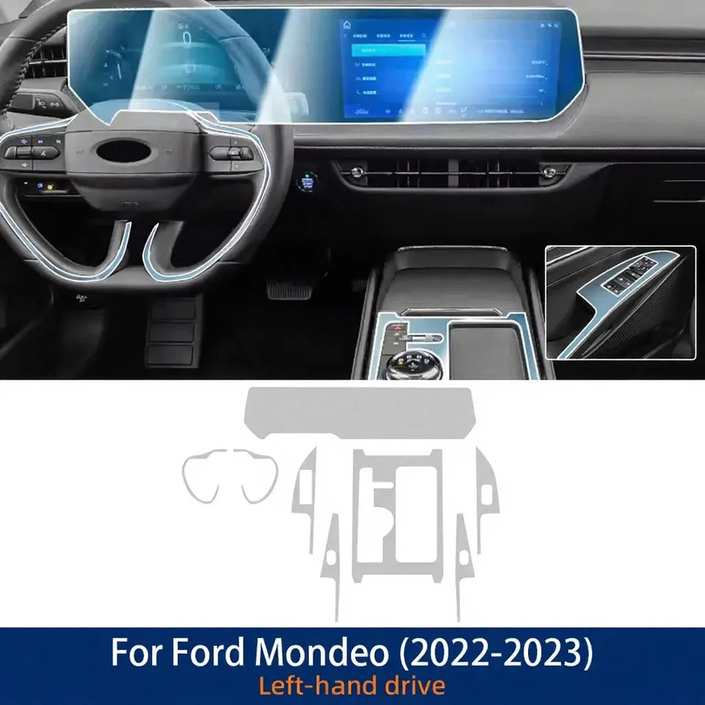 For Ford Mondeo 2022-2023 Car TPU Transparent Gear Panel GPS Center Console Protection Film Anti-Scratch Interior Accessories